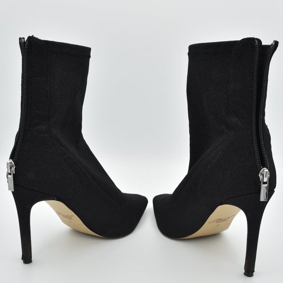 Jewel Badgley Mischka Eva Pointed Toe Black Sparkly Heeled Ankle Booties, Size 7 - Picture 6 of 14